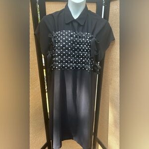 Black Dress with white poka dot bodice